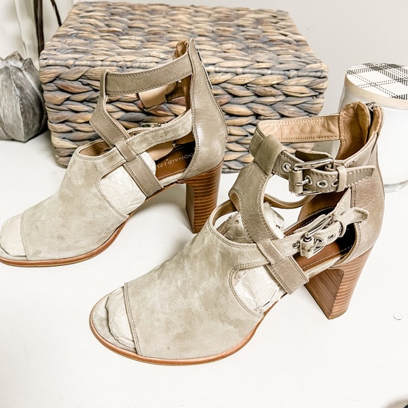 Donald J Pliner Gray Leather Suede Open Toe Buckle Bootie Size 8.5 NWOT - Picture 6 of 9